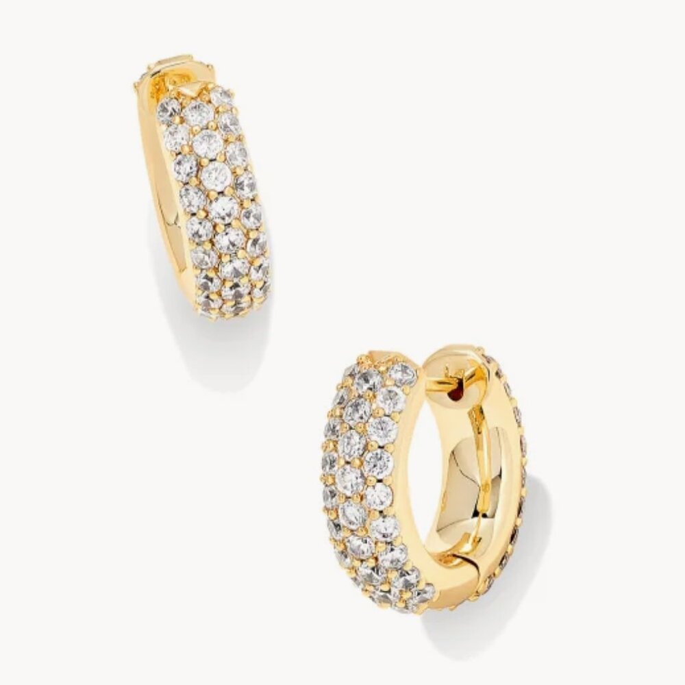 Kendra Scott Mikki Pave Huggie Earrings in Gold